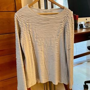 Cut Loose Light Grey Scallop Weave Textured Sweater